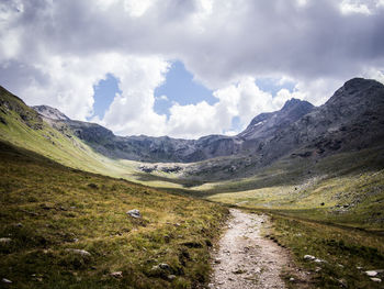 Scenic view of mountains against sky