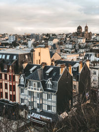 High angle view of townscape against sky