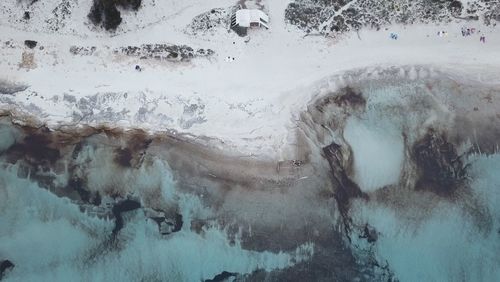 High angle view of frozen lake during winter