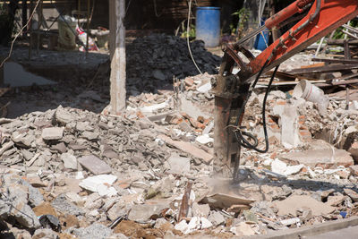 Stack of garbage at construction site