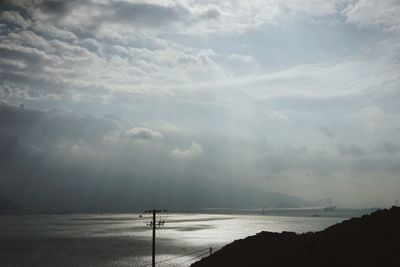 Scenic view of sea against cloudy sky