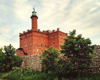 Low angle view of tower against sky