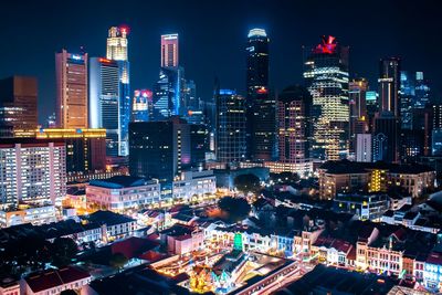 Illuminated cityscape at night