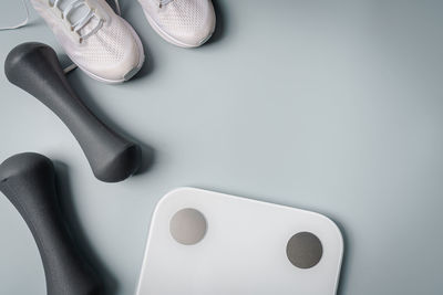 High angle view of equipment on white background