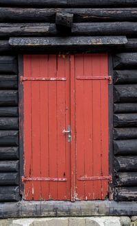 Close-up of closed door of old building