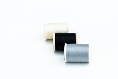 High angle view of metal against white background