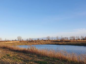 Scenic view of lake against sky