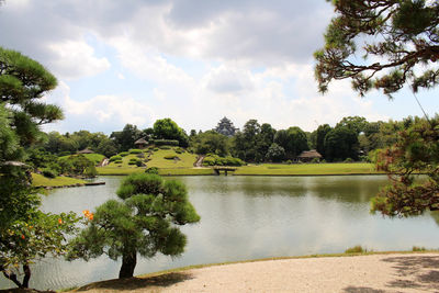 Scenic view of lake against sky