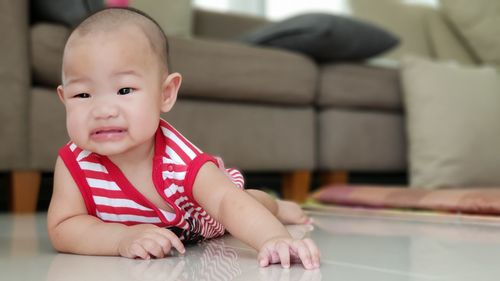 Portrait of cute boy at home