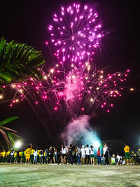 Firework display at night