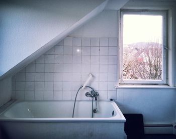 Close-up of window in bathroom
