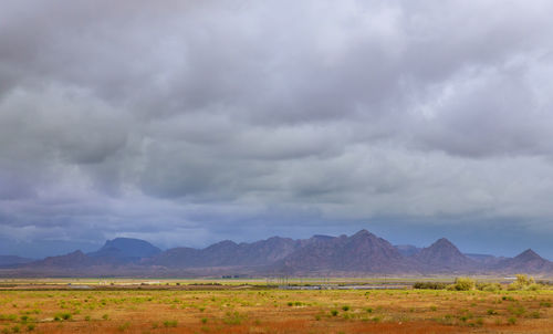 Scenic view of landscape against cloudy sky