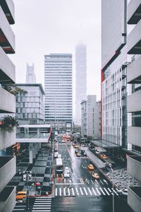 Vehicles on road in city