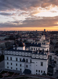 Sunset at cathedral square, vilnius, lithuania