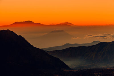 Scenic view of mountains against dramatic sky