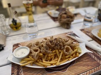 High angle view of food on table