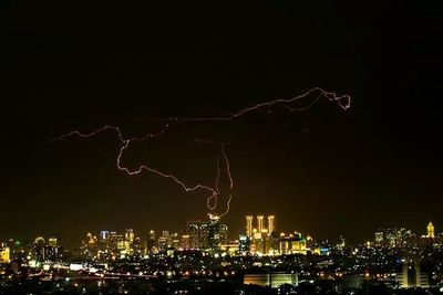View of illuminated cityscape at night