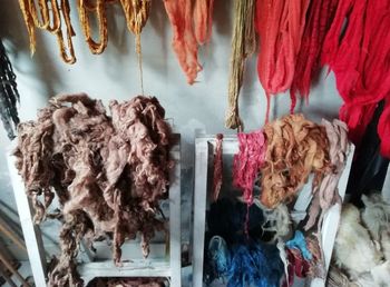 Panoramic view of clothes hanging in market