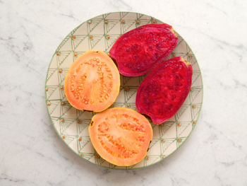 High angle view of food on table