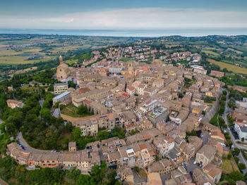 High angle view of townscape against sky