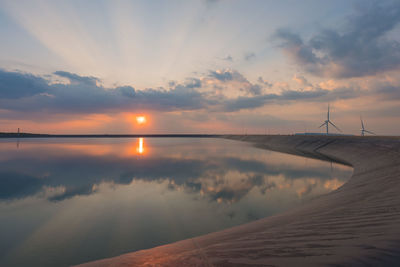 Scenic view of sea against sky during sunset