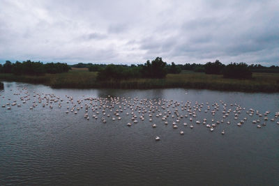 Scenic view of lake against sky