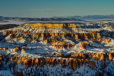 Scenic view of snow covered mountain against sky