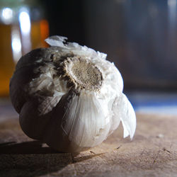 Close-up of garlic on table