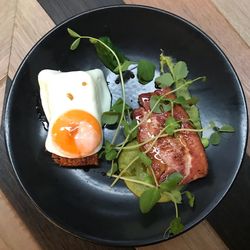 High angle view of food in plate