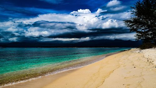 Scenic view of beach against sky