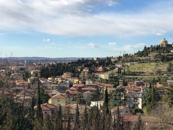 Aerial view of cityscape against sky