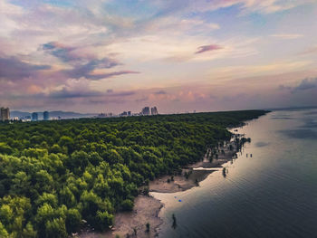 Scenic view of sea against sky during sunset