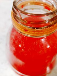 Close-up of drink in jar on table