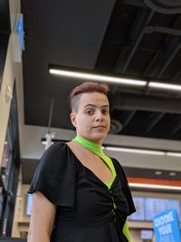 Low angle portrait of young woman