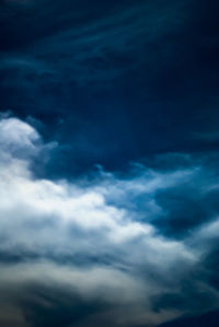 Low angle view of clouds in blue sky