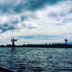 Scenic view of sea against cloudy sky