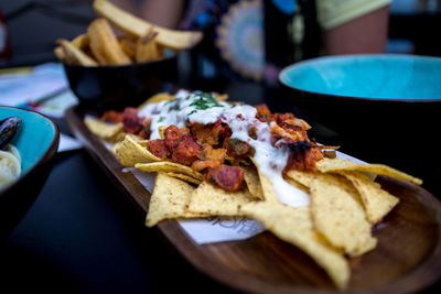 Close-up of food in plate on table