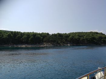 Scenic view of lake against clear sky