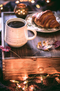 Close-up of coffee on table