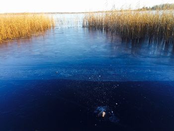 Scenic view of lake against sky