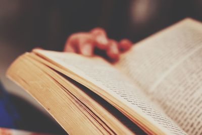 Close-up of open book on table