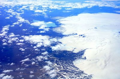 High angle shot of snowed rocky landscape