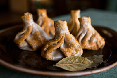 Close-up of served food in plate