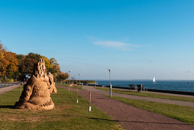 A sand sculpture near juodkrante's town promenade near curonian lagoon