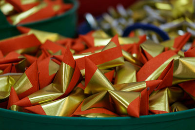 Close-up of multi colored candies in bowl