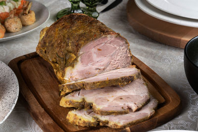 High angle view of food on table