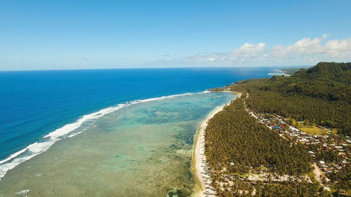 Aerial view of tropical beach on the island siargao, philippines. 