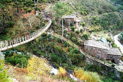 High angle view of winding road