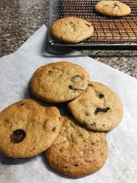 High angle view of cookies