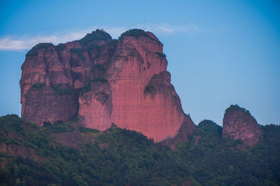 Low angle view of rock formations